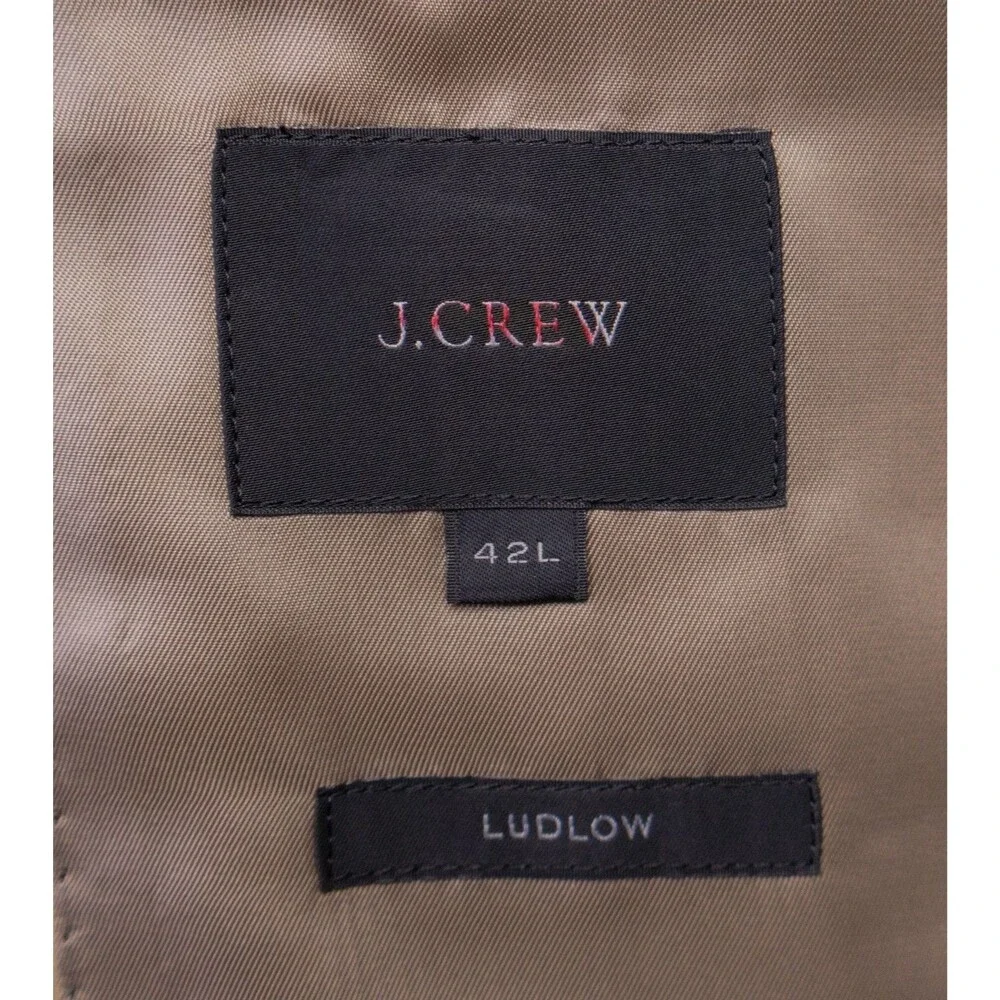 J.Crew Ludlow Blazer Mens 42L Khaki Tan Solid Cotton Larusmiani Sport Coat